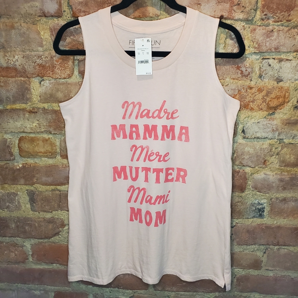 Pale Pink Cotton Tank Top Mom theme